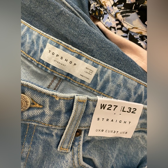 Topshop Straight Raw Hem Jeans Light Wash Sz 27 - Picture 4 of 6